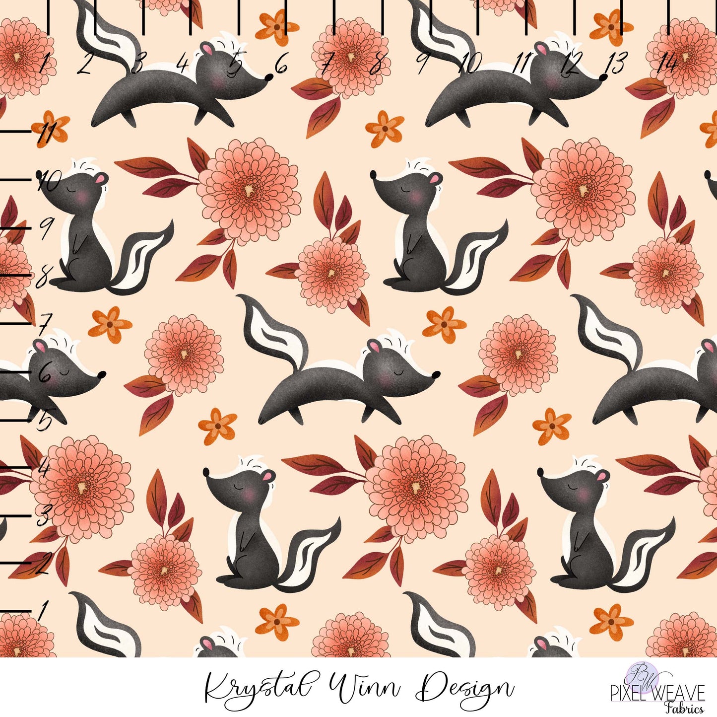 Fall Y'all Flower Skunks Cream- Krystal Winn Design